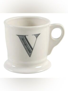 Anthropologie Monogram Coffee Tea Initial Mug Letter V Shaving Style Cup